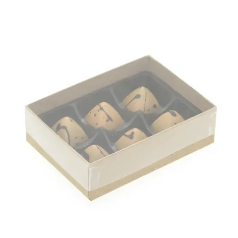 6 Choc Board Box & Clear Lid; Natural Kraft Paper